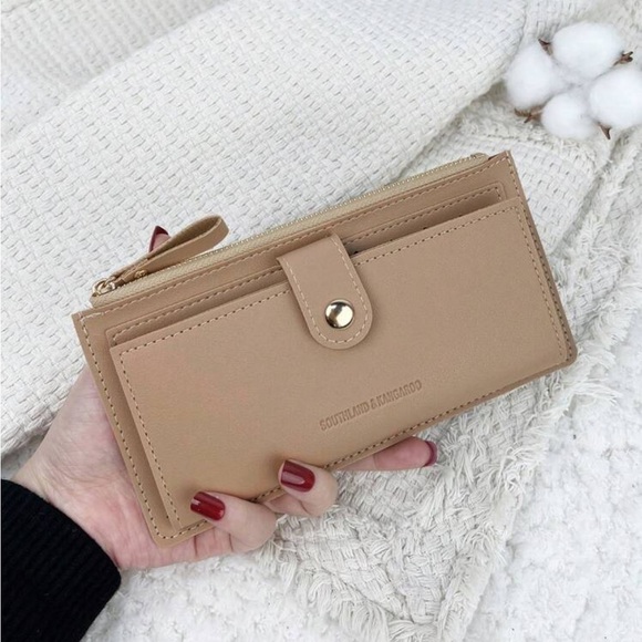 Handbags - ⚠️Clearance Khaki Long Fold-over And Zipper Wallet